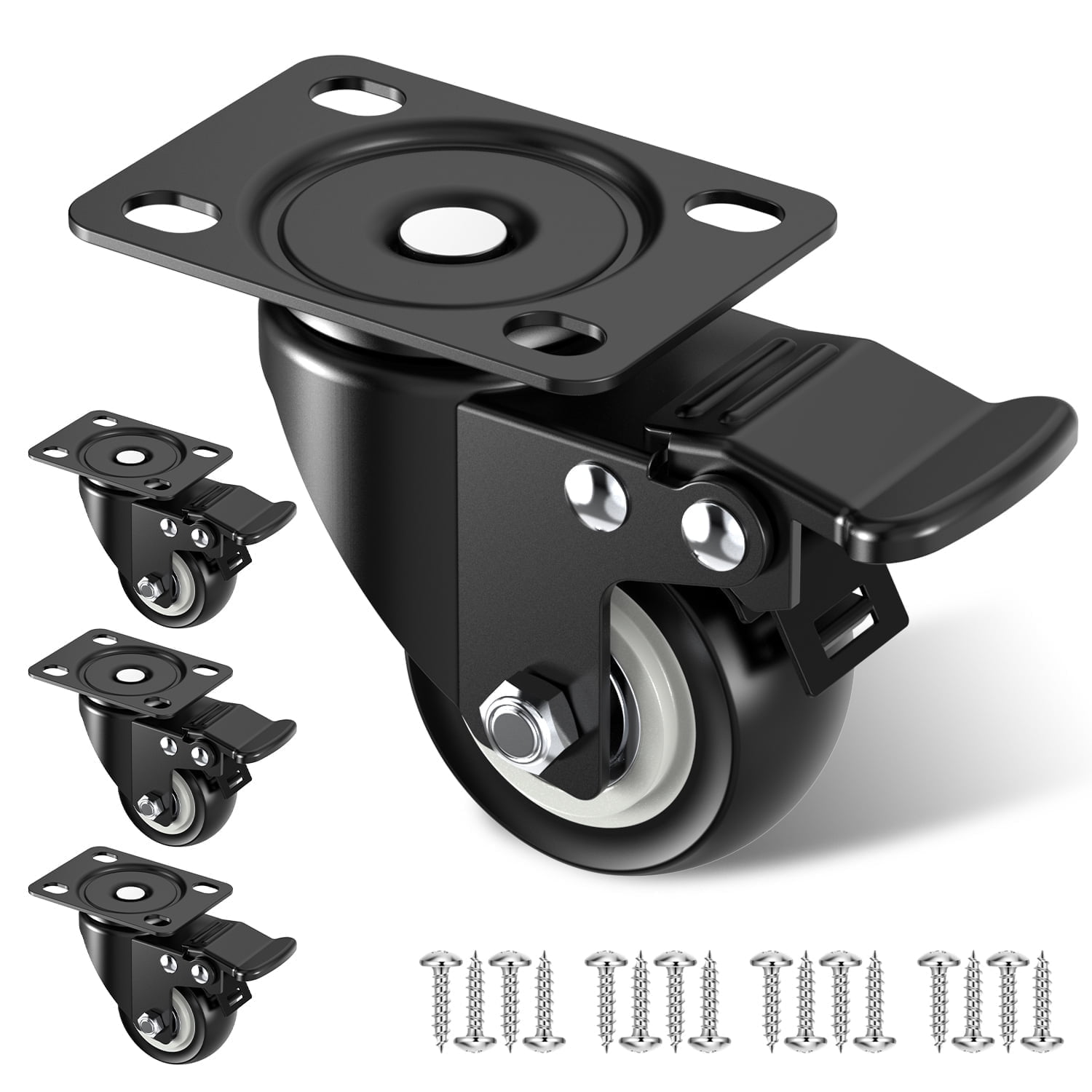 2 Casters Set Of 4 UXCELL Uxcell 2 Inch Swivel Caster Wheels Pp 360 - View #8