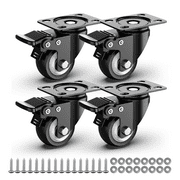 HOLKIE 2 inch Swivel Caster Wheels,Heavy Duty Plate Casters with Safety Brake Total Capacity 600lbs (Pack of 4)