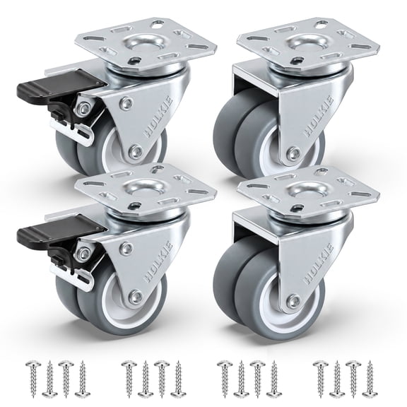 HOLKIE 2 inch Swivel Caster Wheels Set of 4 - Heavy Duty Casters for Furniture - No Noise TPR Wheels - Total Capacity 880lbs