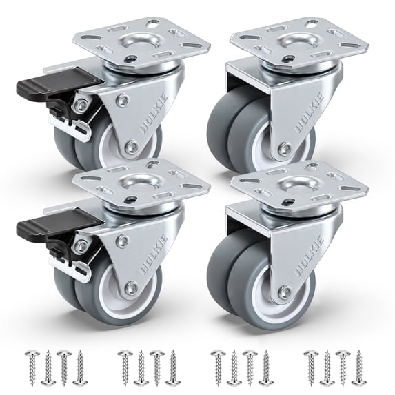 HOLKIE 2 inch Swivel Caster Wheels Set of 4 - Heavy Duty Casters for Furniture - No Noise TPR Wheels - Total Capacity 880lbs