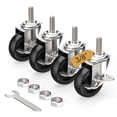 thumbnail image 1 of HOLKIE 3 inch Side Locking Stem Caster Wheels,3/8" -16 x 1-1/2" Threaded Swivel Casters Set of 4 Heavy Duty Casters,Black, 1 of 10