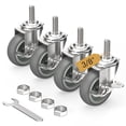thumbnail image 1 of HOLKIE 3 inch Side Locking Stem Caster Wheels,3/8" -16 x 1-1/2" Threaded Swivel Casters Set of 4 Heavy Duty Casters,Gray, 1 of 10