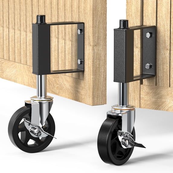 HOLKIE 4 inch Spring Loaded Gate Wheel,2Pack Heavy Duty Swivel Gate Caster Wheel for Wooden Gate and Fence 220 LBS Load Capacity,Black