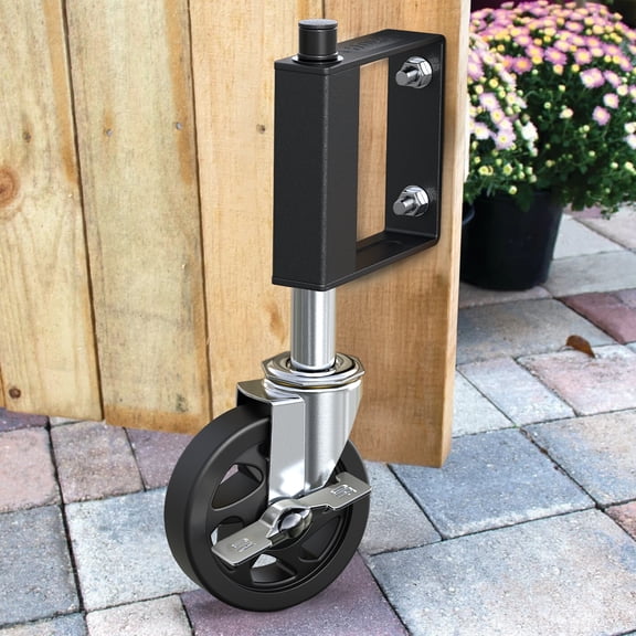 HOLKIE 4 inch Spring Loaded Gate Wheel,Heavy Duty Swivel Gate Caster Wheel for Wooden Gate and Fence 220 LBS Load Capacity,Black