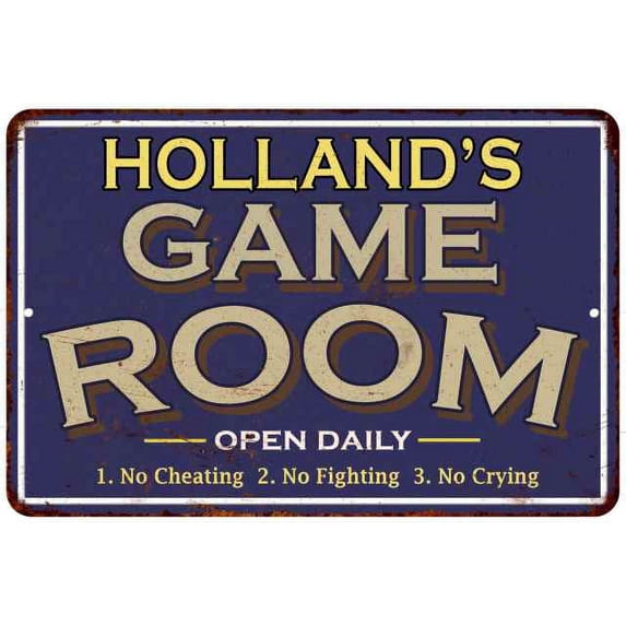 HOLLAND'S Blue Game Room Sign Metal Wall Decor 8x12 108120002210