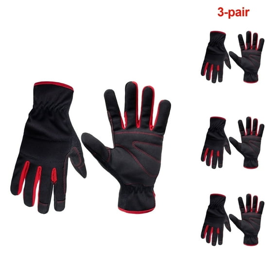 HOLLY All Purpose Performance Work Gloves, Synthetic Leather, Touch Screen, 3 Pairs, Medium