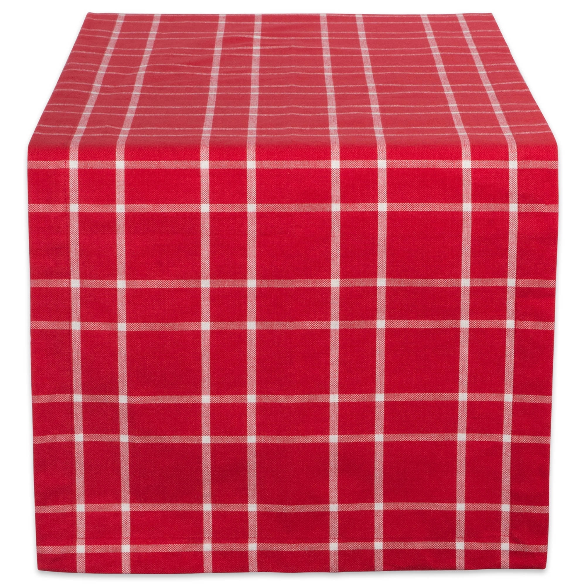 Rustic Red Cotton Plaid Table Runner 14x72 Inch