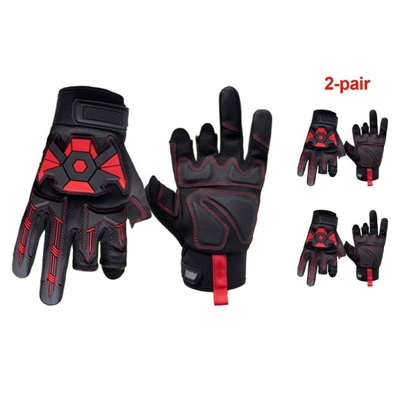 HOLLY, Impact Gloves, Synthetic Leather Palm, 2 Pairs, Large