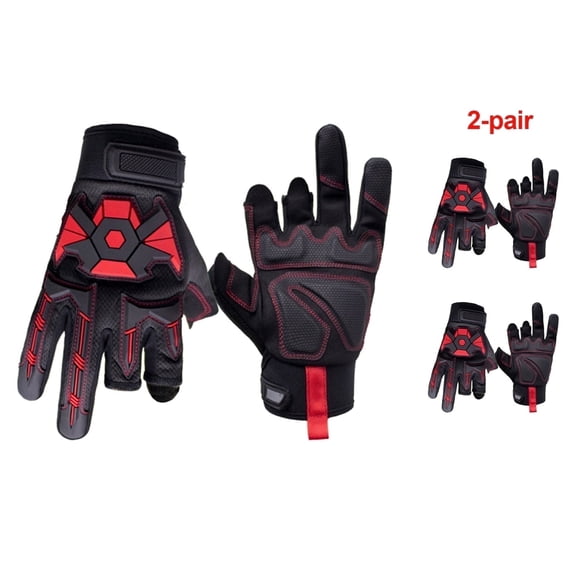 HOLLY Impact Work Gloves, Synthetic Leather, 2 Pairs, Medium