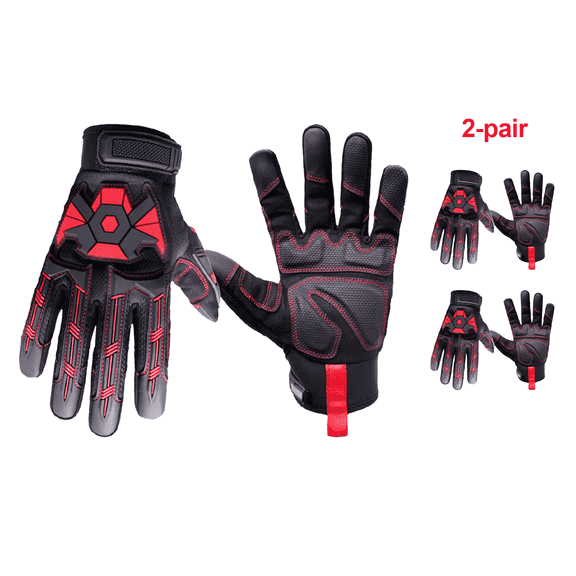 HOLLY Winter Work Gloves for Men Synthetic Leather Impact Gloves Touchscreen Black XL,2 Piece