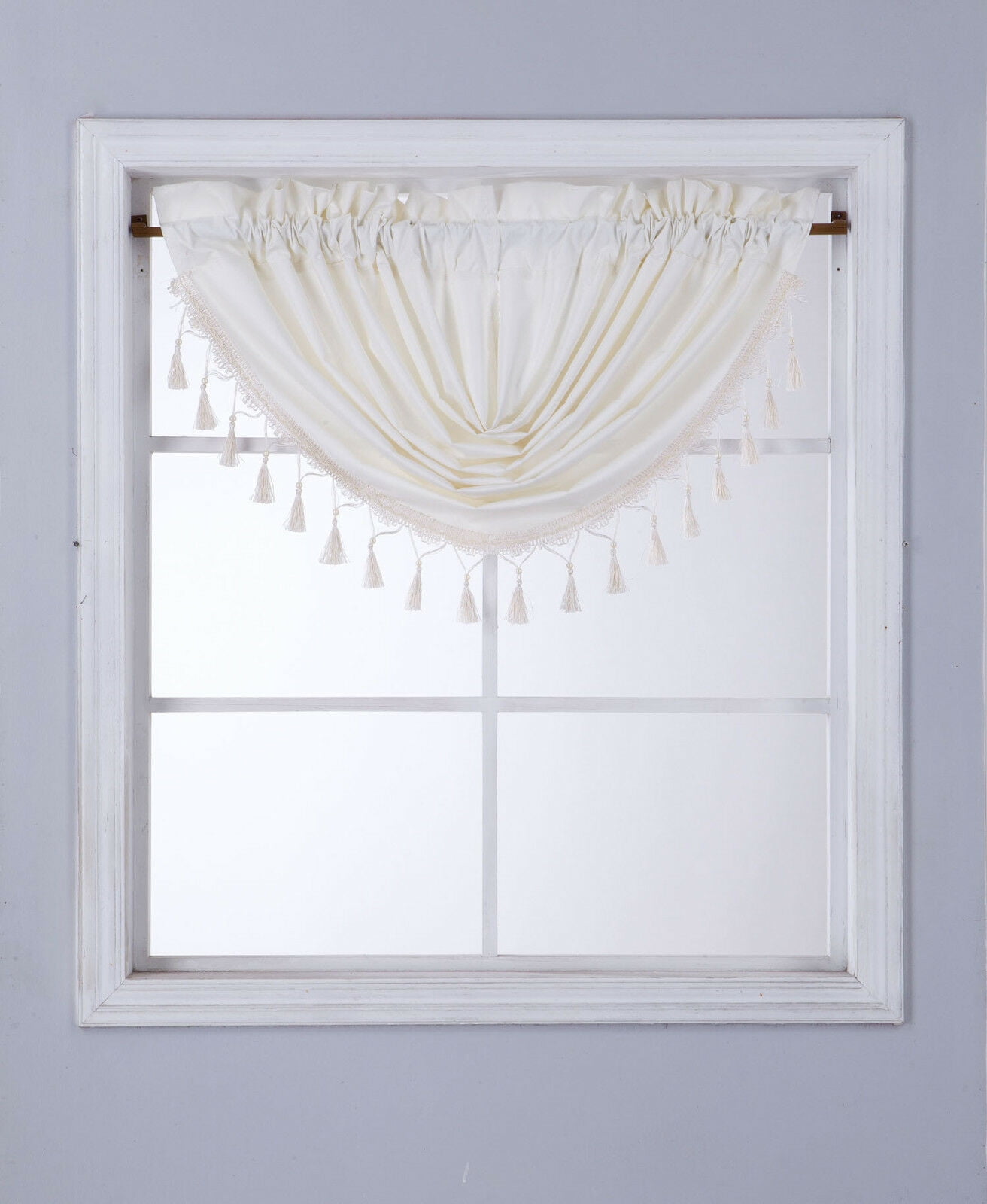 HOLLYWOOD 1 Piece BEIGE CREAM Waterfall Rod Pocket Window Valance With   HOLLYWOOD 1 Piece BEIGE CREAM Waterfall Rod Pocket Window Valance With Decorative Trim 55 Wx 37 L 0dedd100 522b 4f25 83ba Ca54ed9feccb 1.e1f7b082a10bbde3a66735cb10a50e52 