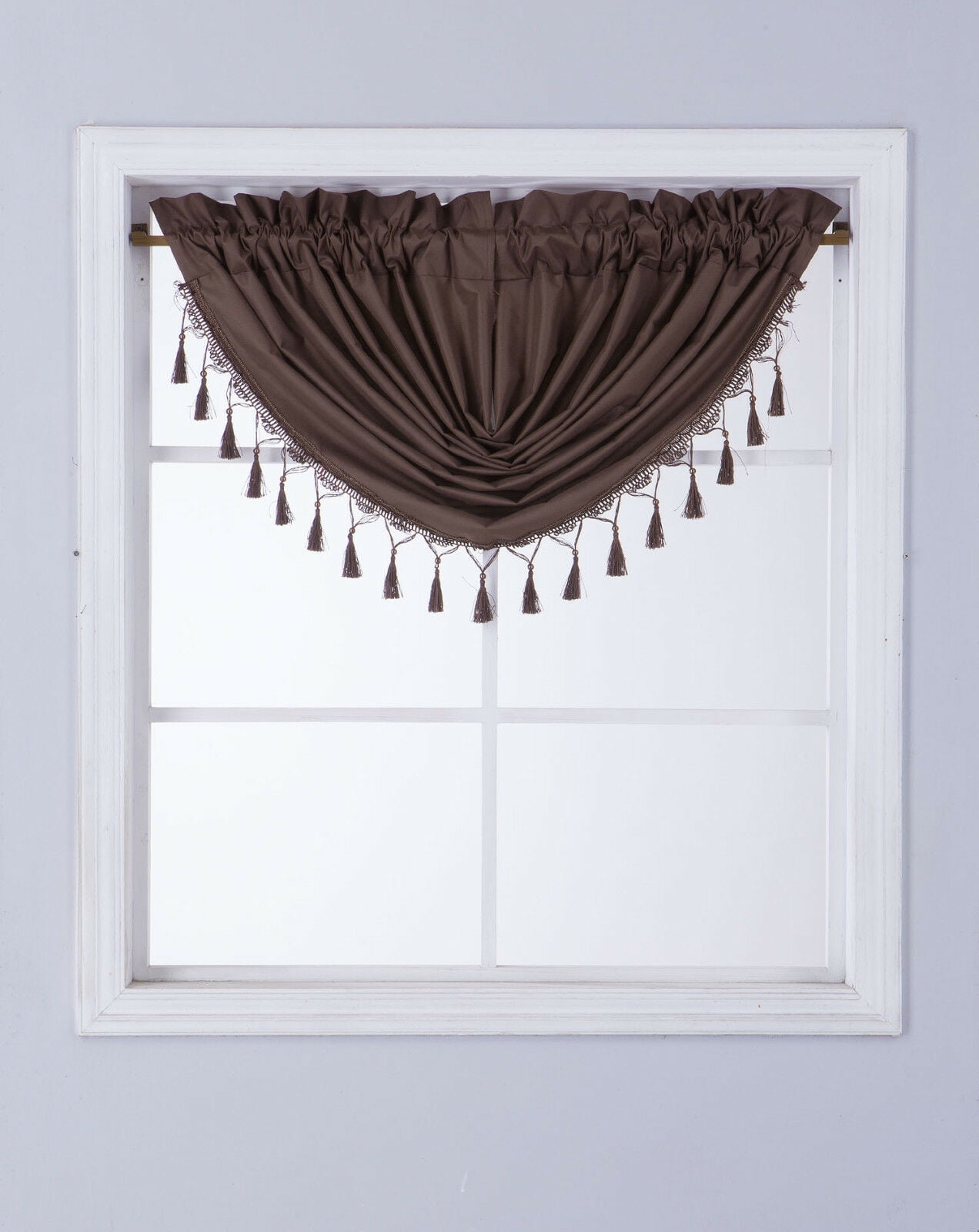 HOLLYWOOD 1 Piece BROWN Waterfall Rod Pocket Window Valance With   HOLLYWOOD 1 Piece BROWN Waterfall Rod Pocket Window Valance With Decorative Trim 55 Wx 37 L 7af1cd60 A3b4 463e A56f 9d0172e49d11 1.161c997cb87921fc53681dd70194e7b3 