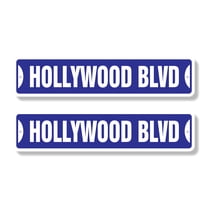 HOLLYWOOD BLVD Classic Street Sign (2 Pack) california boulevard CA tinsel town Road Sign | 6" X 24" Aluminum Metal Address Sign