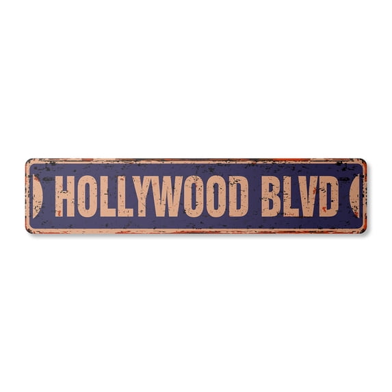 HOLLYWOOD BLVD Vintage Plastic Street Sign california boulevard CA tinsel town | Indoor/Outdoor |  18" Wide