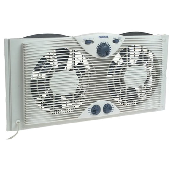 Holmes Dual 8" Blade Twin Window Fan with Manual Controls, 3 Speed Settings, White