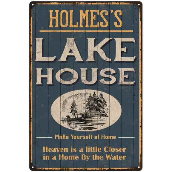 HOLMES'S Lake House Blue Cabin Home Decor Gift 8x12 Metal 108120038161