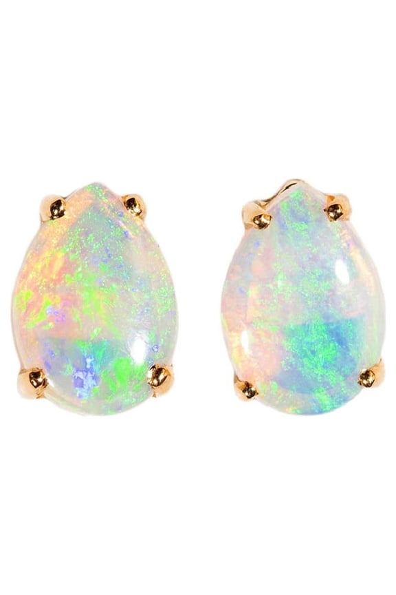 HOLOGRAM CONFETTI 14KT GOLD WHITE OPAL STUD EARRINGS