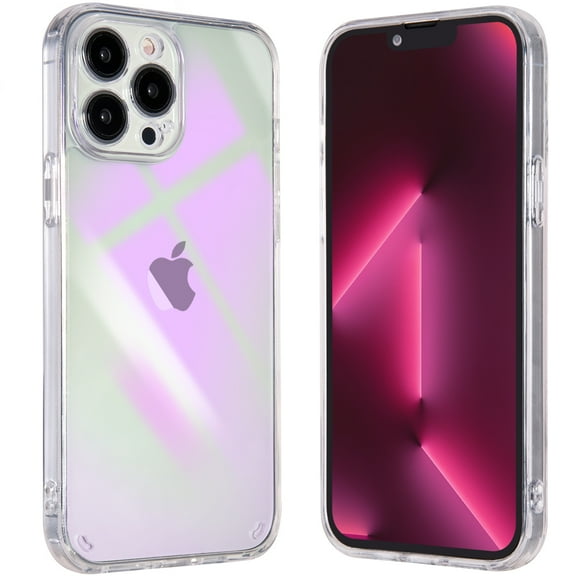 HOLOGRAPHIC TRANSPARENT LASER CLEAR IRIDESCENT ACRYLIC CASE FOR IPHONE 14 PRO MAX (6.7") - PURPLE IRIDESCENT