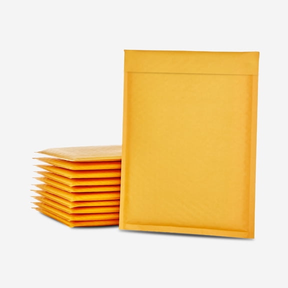 HOLPACK Privacy Kraft Peel & Stick Bubble Mailers, 8.5 In. x 14.5 In., Gold, 100 Count