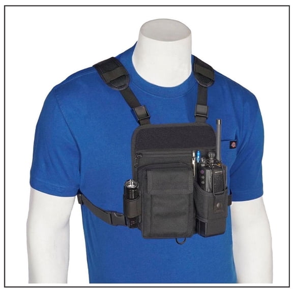 Holsterguy RCH-601P Large Universal Radio Chest Harness Nylon Radio Holster Chest Pack with Adjustable Pouch Holds a Radio up to 8 inches tall. Made in USA