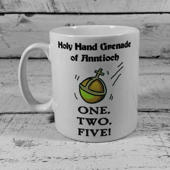 HOLY HAND GRENADE OF ANTIOCH GIFT MUG CUP MONTY PYTHON HOLY GRAIL ONE TWO FIVE!, 11oz, BZ305