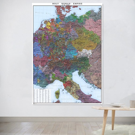 HOLY ROMAN EMPIRE A.D. 1444 Map Poster Vintage Antique Historical Canvas Wall Art Print Unframed Painting Home Decor Gift for Office Bedroom Living Room Classroom,White,56.5X80 CM
