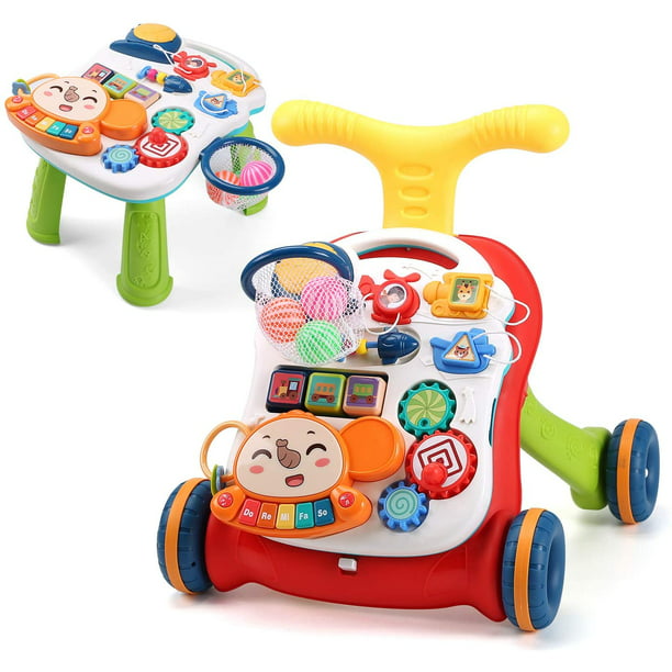 HOLYFUN 2-in-1 Baby Walker Baby Sit-to-Stand Learning Walker