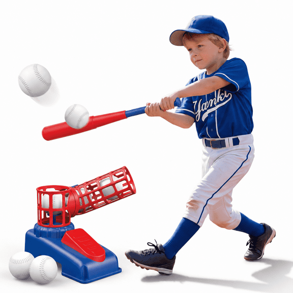 HOLYFUN Kids Baseball Toys for Age 3 to 6, Toddler Baseball Game Sports & Outdoors Toys, Auto Ball Launcher