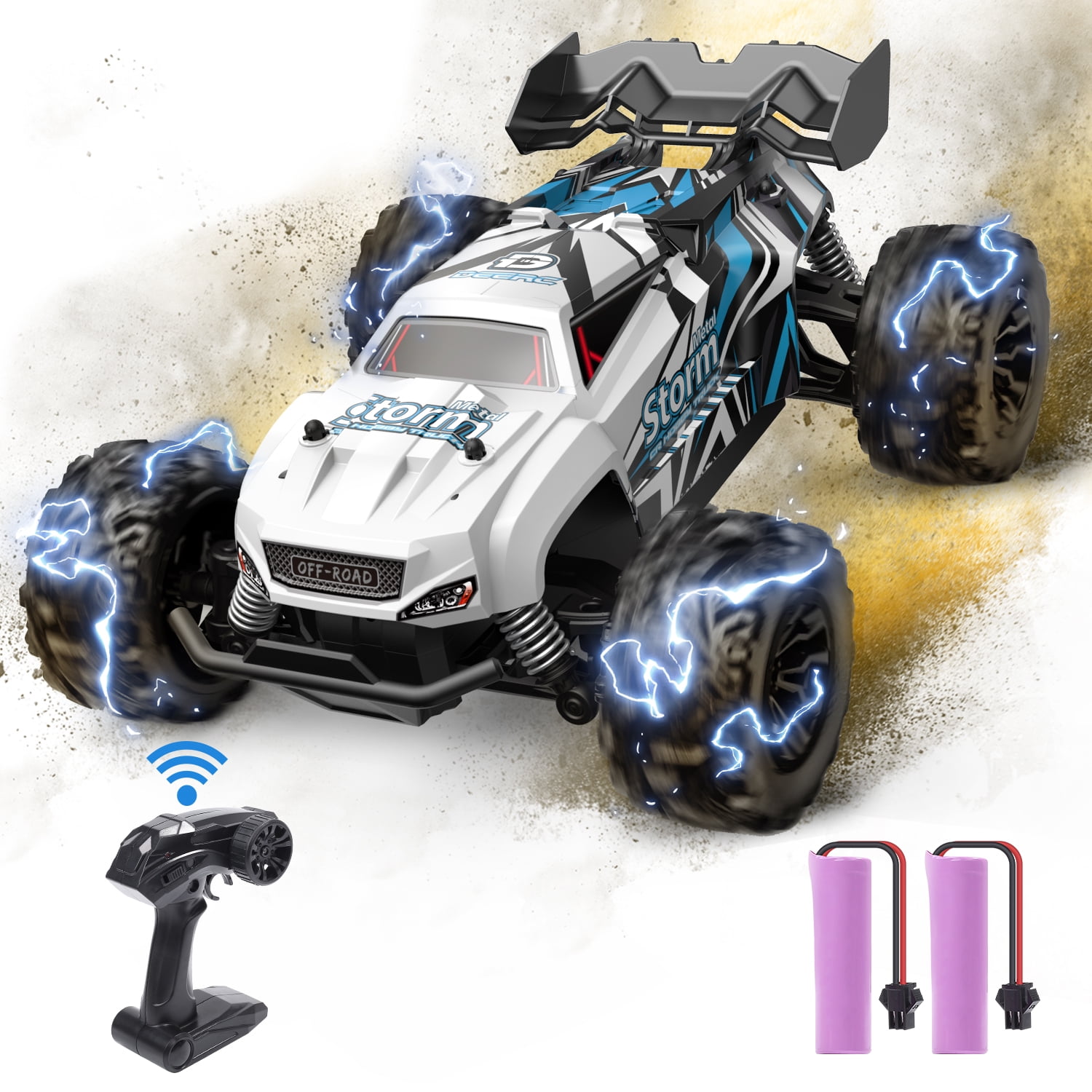 HOLYFUN Remote Control Car, 118 Remote Control Monster Truck AllTerrain 2.4GHz RTR RC Cars W