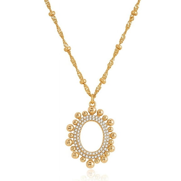 HOLYMAGIC Pendant Necklace Coin Circle 14K Gold Plated Jewelry Gift