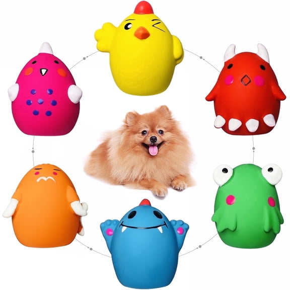 HOLYSTEED Latex Dog Squeaky Toys for Small Pets, Medium Dogs, 6pcs Puppy Rubber Soft Squeaky Dog Balls, Interactive Fetch Toys with Squeaker, Floating Pet Toys Indoor & Outdoor Play