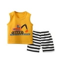thumbnail image 1 of HOMADLES 2 Piece Toddler Boys Tank Tops Crewneck Graphic Breathable Tank Elastic Waist Shorts Summer Set A Orange 80cm, 1 of 3