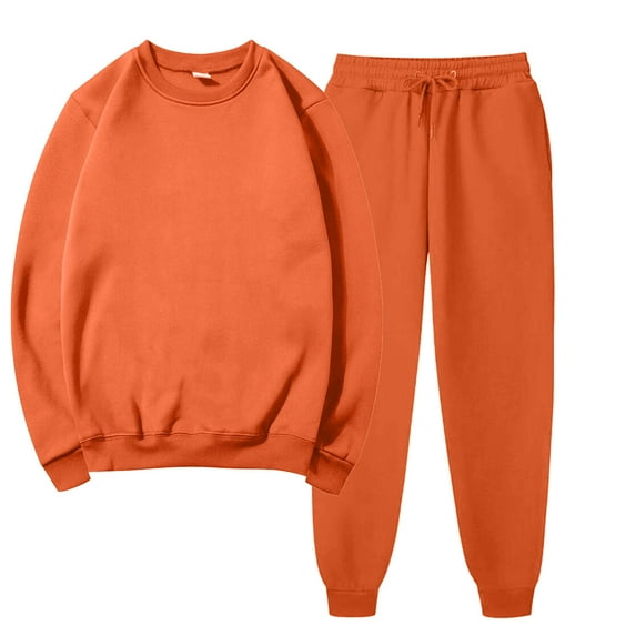 HOMADLES 2 piece Sweatsuits for Women Lounge Set Solid Loose Pullover Hoodies and Elastic Waist Baggy Jogger Sweatpant, Workout Sets Orange 2XL