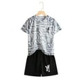 thumbnail image 1 of HOMADLES 2PC Boys Sweatsuits Short T-shirt and ElastIic Short Outfits Gray 3 T, 1 of 9