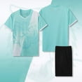 thumbnail image 1 of HOMADLES 2PC Gym Outfits for Teen Boys Crewneck Breathablle Tee and Athletic Shorts Outfits Blue 6 T, 1 of 4