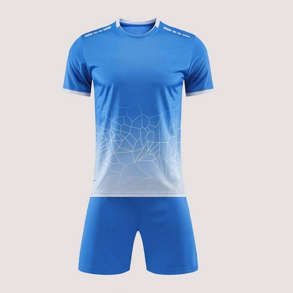 HOMADLES 2PC Gym Outfits for Teen Boys Crewneck Stretch Tee and Athletic Shorts Outfits Light Blue 9 T