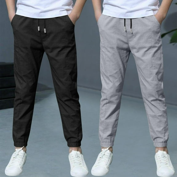 HOMADLES 2Pc Boys Sweatpants Pants Sports Workout Elastic Waist Solid Slim Straight Outdoor Stretch Sweatpants Pants Dark Gray 5 T