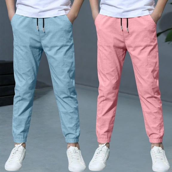 HOMADLES 2Pc Boys Sweatpants Pants Sports Workout Elastic Waist Solid Slim Straight Outdoor Stretch Sweatpants Pants Pink 3 T
