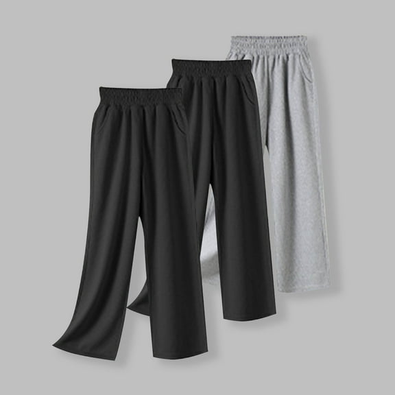 HOMADLES 3Pc Jogger Pants for Girls Parachute Baggy Elastic Waist Wide Leg Stretch Casual Jogger Pants Black 11 T