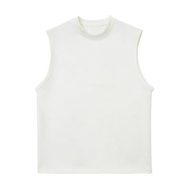 HOMADLES Tank Tops for Men Crewneck Retro Stretch Breathable Gym Sleeveless Summer Tank Tops White 4XL