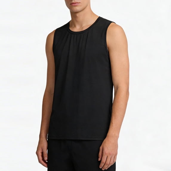 HOMADLES Athletic Tank Tops for Men Crewneck Ice Silk Breathable Basice Tank for Men Outdoor Gym Sleeveless Tank Tops Fashion Work Shirt Black 3XL