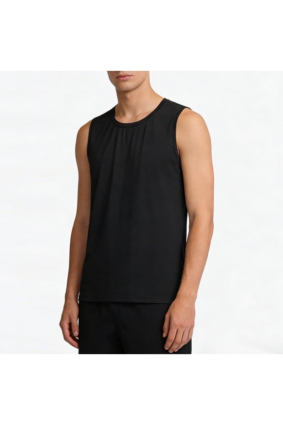 Athletic Tank Tops for Men Fashion Work Shirt Crewneck Ice Silk Breathable Basice Tank for Men Outdoor Gym Sleeveless Tank Tops Black 4XL