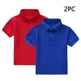 thumbnail image 1 of HOMADLES Boy's 2-Pack School Uniform T Shirts Boys Pique Polo Shirt Button Closure Summer Lapel Lightweight Tee D Blue 1 Tear, 1 of 9