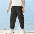 thumbnail image 1 of HOMADLES Boy's Cargo Joggers Pants Elastic Waist Outdoor Casual Workout School Uniform, Jogger Pants Black 5-6T, 1 of 7