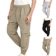 thumbnail image 1 of HOMADLES Boys Baggy Cargo Pants Elastic Waist Loose Fit Joggers Pants Lightweight Multi-pocket School Pants Khaki Size 5-6Years, 1 of 6
