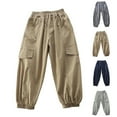 thumbnail image 1 of HOMADLES Boys Baggy Cargo Pants Elastic Waist Quick Dry Hiking Trousers Relaxed Fit Summer Lightweight Casual Pants Green Size 5 Years, 1 of 5