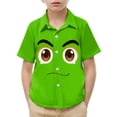 thumbnail image 1 of HOMADLES Boys Button Down Shirts Short Sleeve Graphic Tees Kids Lapel Lightweight T Shirts, Green 14 T, 1 of 8