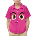 thumbnail image 1 of HOMADLES Boys Button Down Shirts Short Sleeve Graphic Tees Kids Lapel Lightweight T Shirts, Hot Pink 3 T, 1 of 8