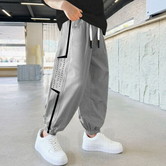 HOMADLES Boys Cargo Joggers Pants Elastic Waist Stretch Hiking Casual Outdoor, Jogger Pants Gray 13 T