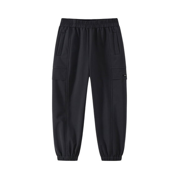 HOMADLES Boys Cargo Joggers Pants Fleece Stretch Elastic Waist Multiple Pockets Outdoor Hiking Casual, Jogger Pants Black 6 T